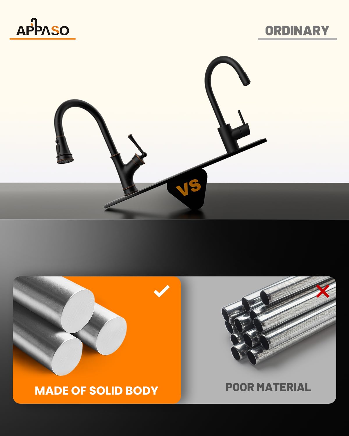 APPASO Kitchen Faucet with Pull Down Sprayer  Oil Rubbed Bronze Single-Handle High Arc Single Hole Pull Out Kitchen Sink Faucets with Escutcheon