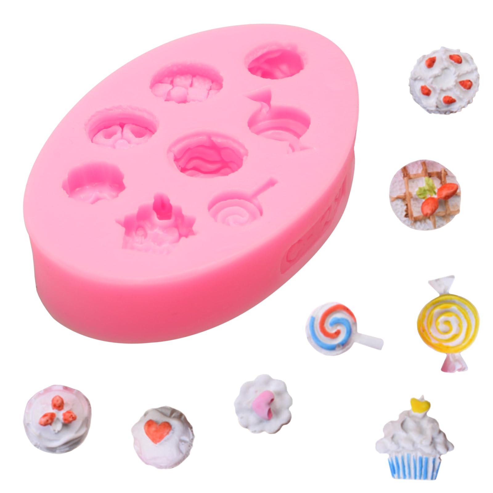 Ice Cream Cones Silicone Molds 6 Pcs, Lollipop Chocolate Fondant Mold For Polymer Clay Crafts Candy Cupcake Topper, Candles Cake