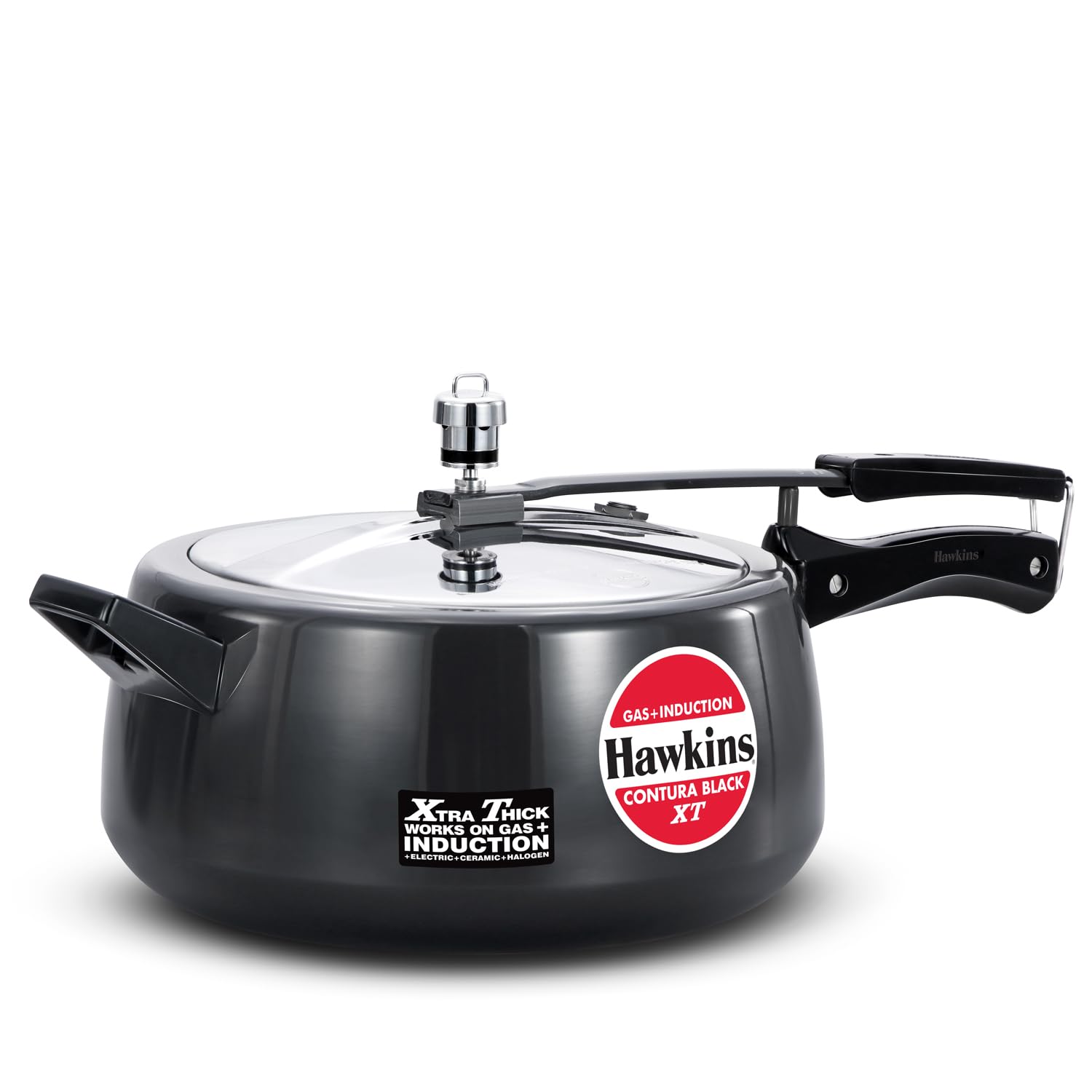 Hawkins 6.5 Litre Contura Black Xt Pressure Cooker, Hard Anodised Inner Lid Cooker, Induction Cooker, Black (Cxt65)