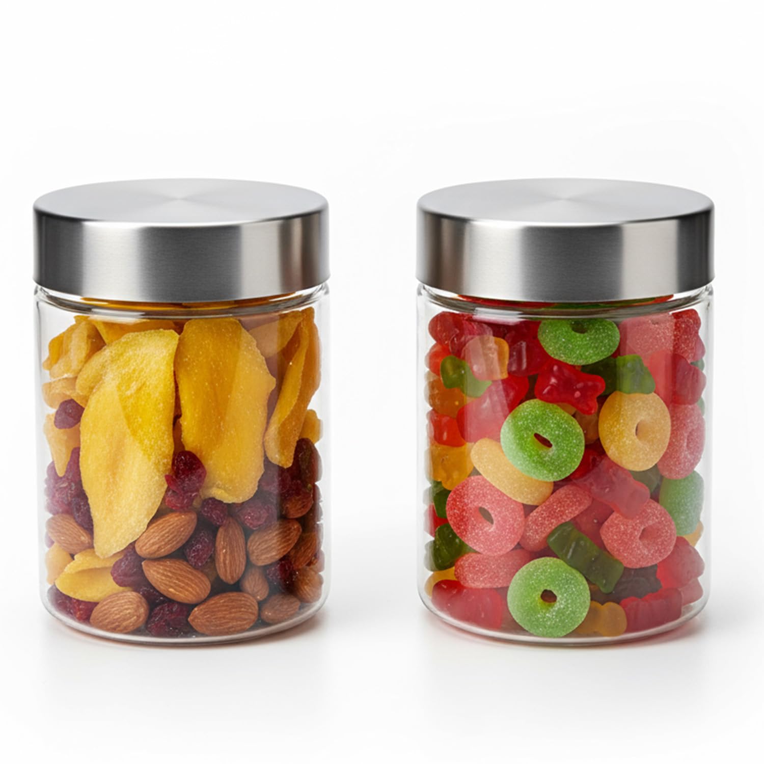 Pearlpet Plus Range Plastic Storage Jars & Containers For Kitchen |Stackable |Air Tight| Steel Cap Jar, Food Grade | BpaFree |2
