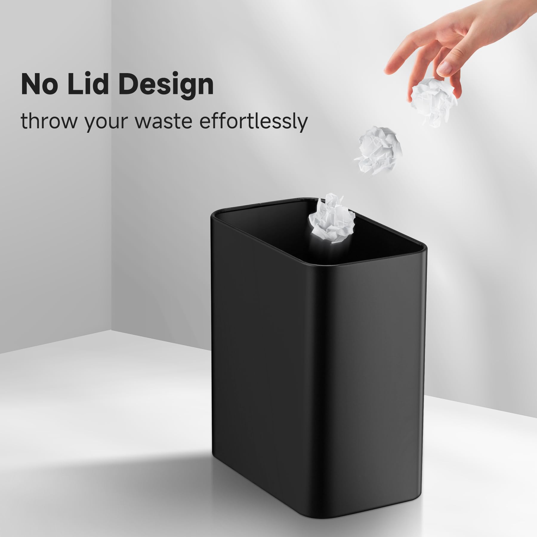 Tipgo Small Metal Trash Can, 2.1 Gallon Slim Trash Can For Bathroom, Wastebasket Garbage Bin For Bedroom, Office, Kitchen, Under