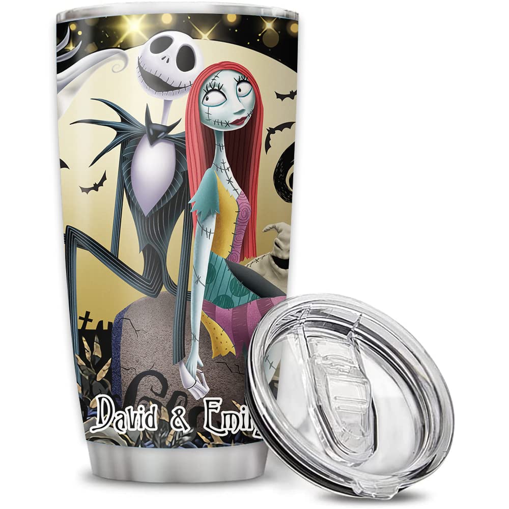 Personalized Sally&Jack Couple Nightmare Art Halloween Tumbler Valentine Gifts For Him Her Wife Husband Before Christmas Movie 3