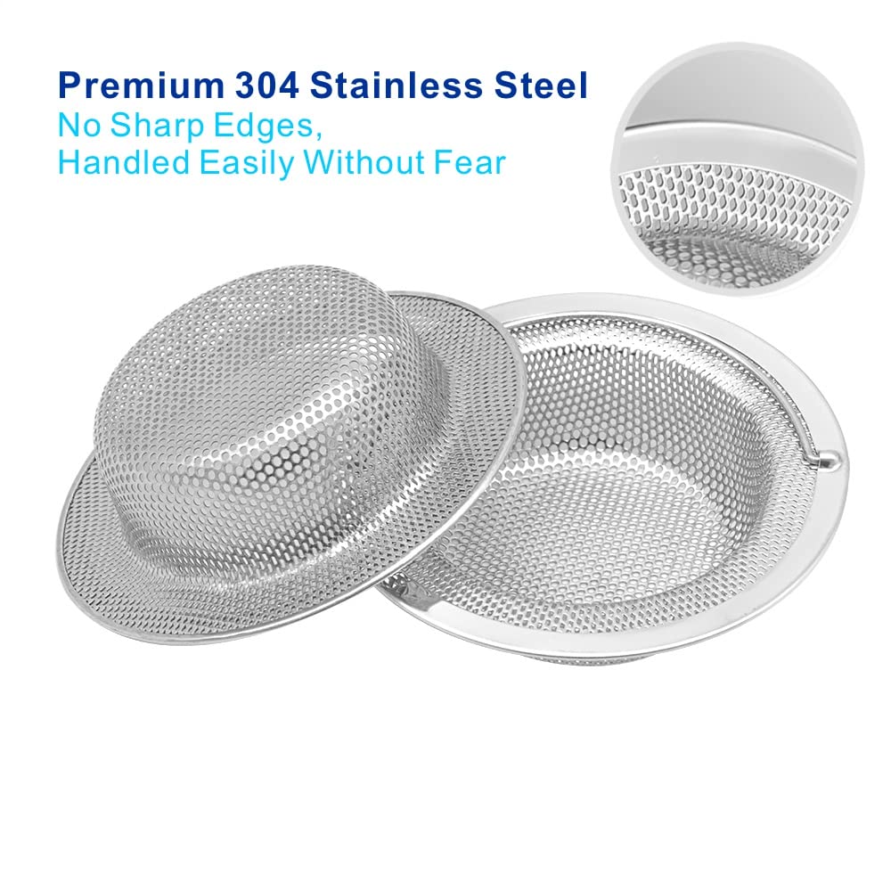 2 Pack Premium 304 Stainless Steel Kitchen Sink Strainer with Holes on the Sides  Kitchen Sink Drain Strainer with Handle  Sink Strainer Basket with Wide Rim 4.33? Sink Stopper