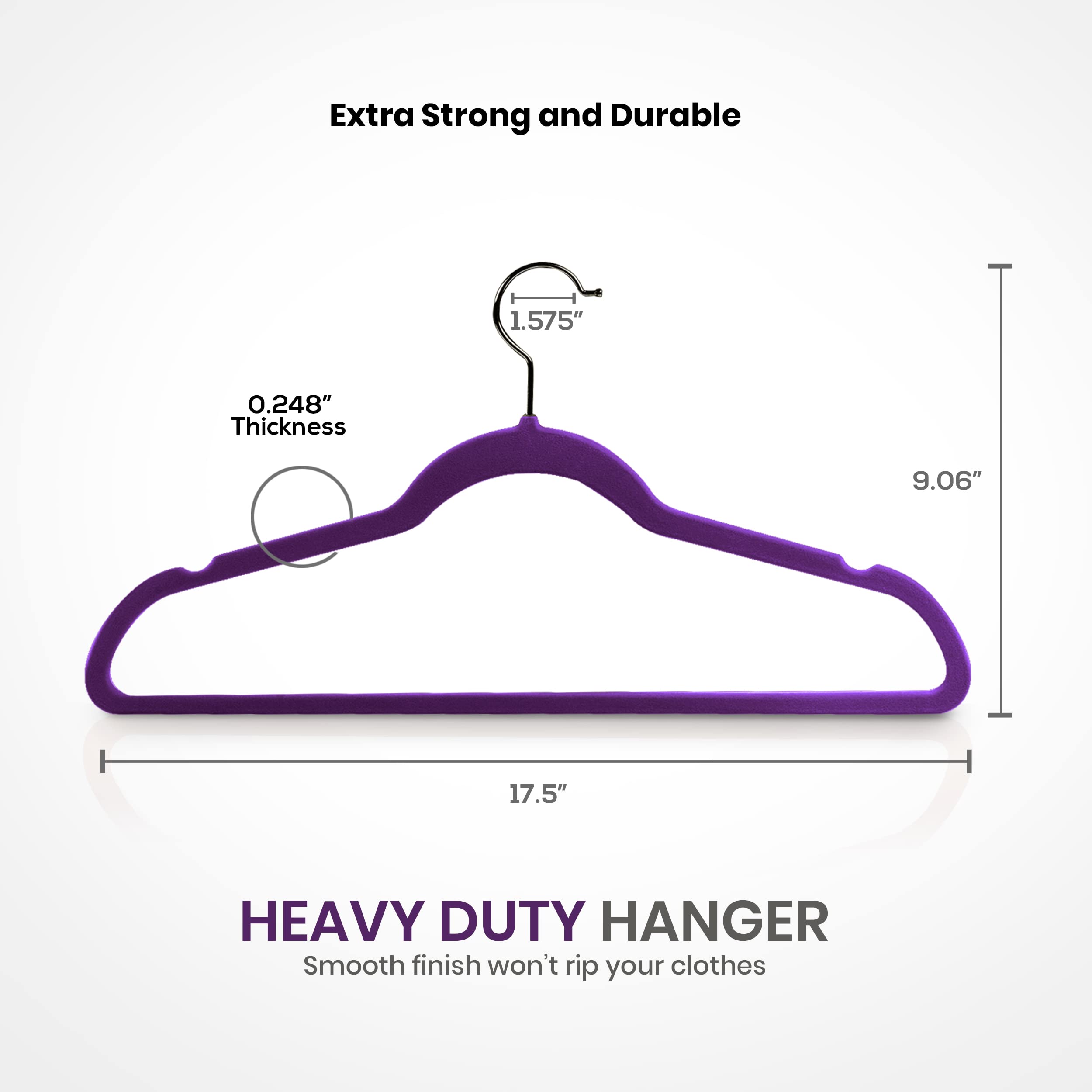 Utopia Home Velvet Hangers 20 Pack - Non-Slip Clothes Hangers - Purple Hangers - Suit Hangers With 360 Degree Rotatable Hook - H