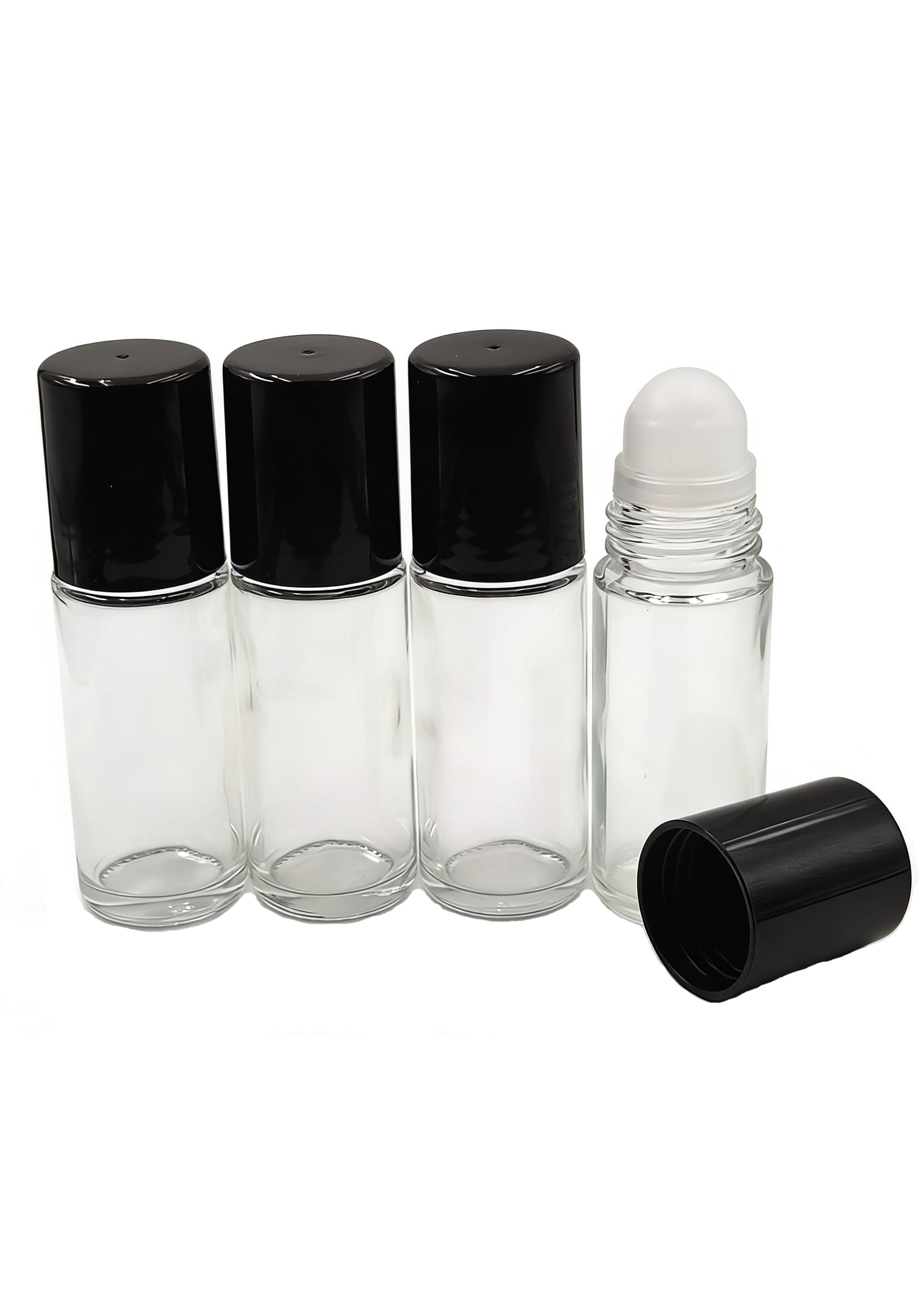 ZQDZYIE 4Packs Glass Roller Bottles 30ml/1 Oz Plastic Roller Ball Cosmetics Oils Perfume Reusable Refillable