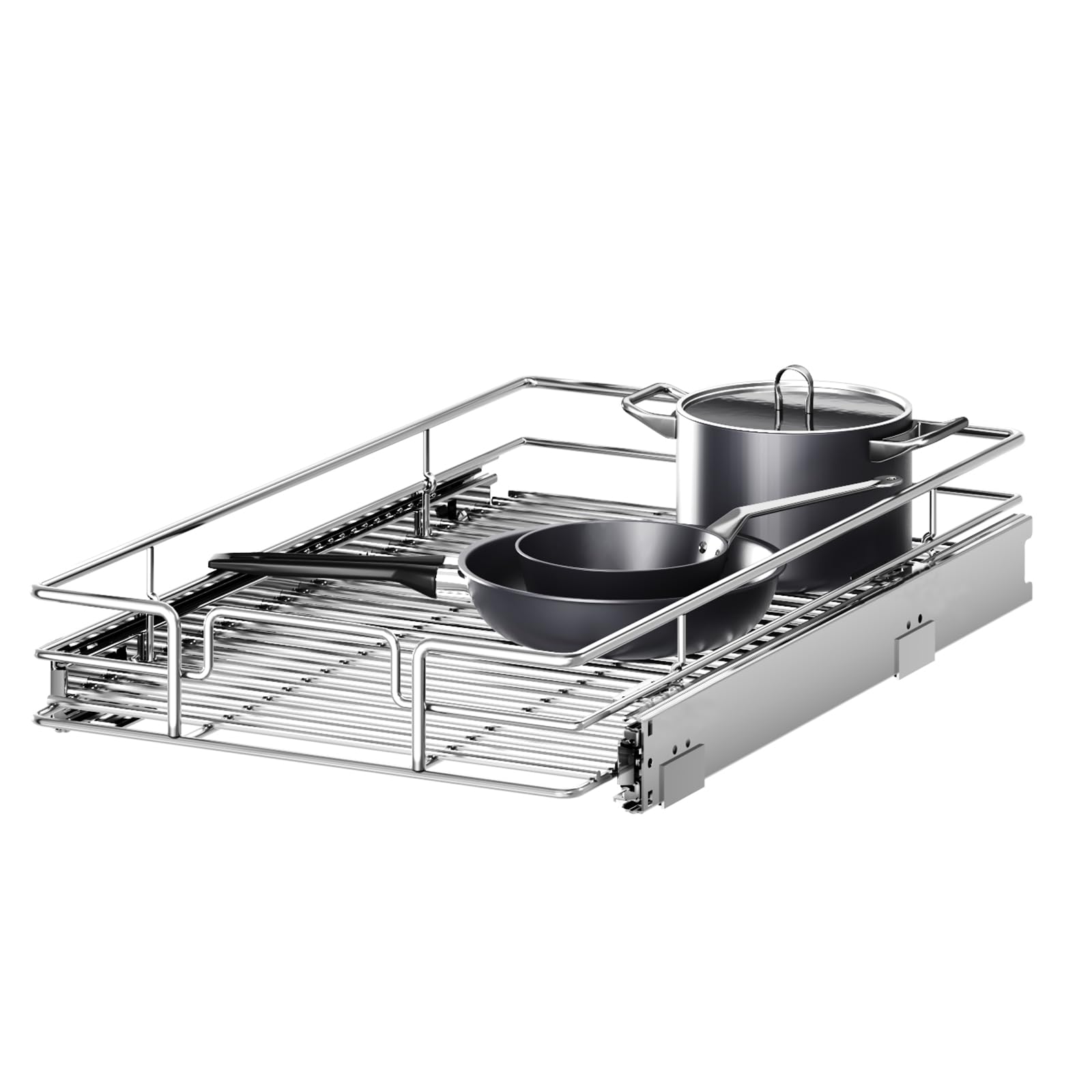 MODCART Pull Out Cabinet Organizer 10 W x 21 D, Heavy Duty Cabinet Pull Out Shelves, Slide Out Drawers Organization for Kitchen 