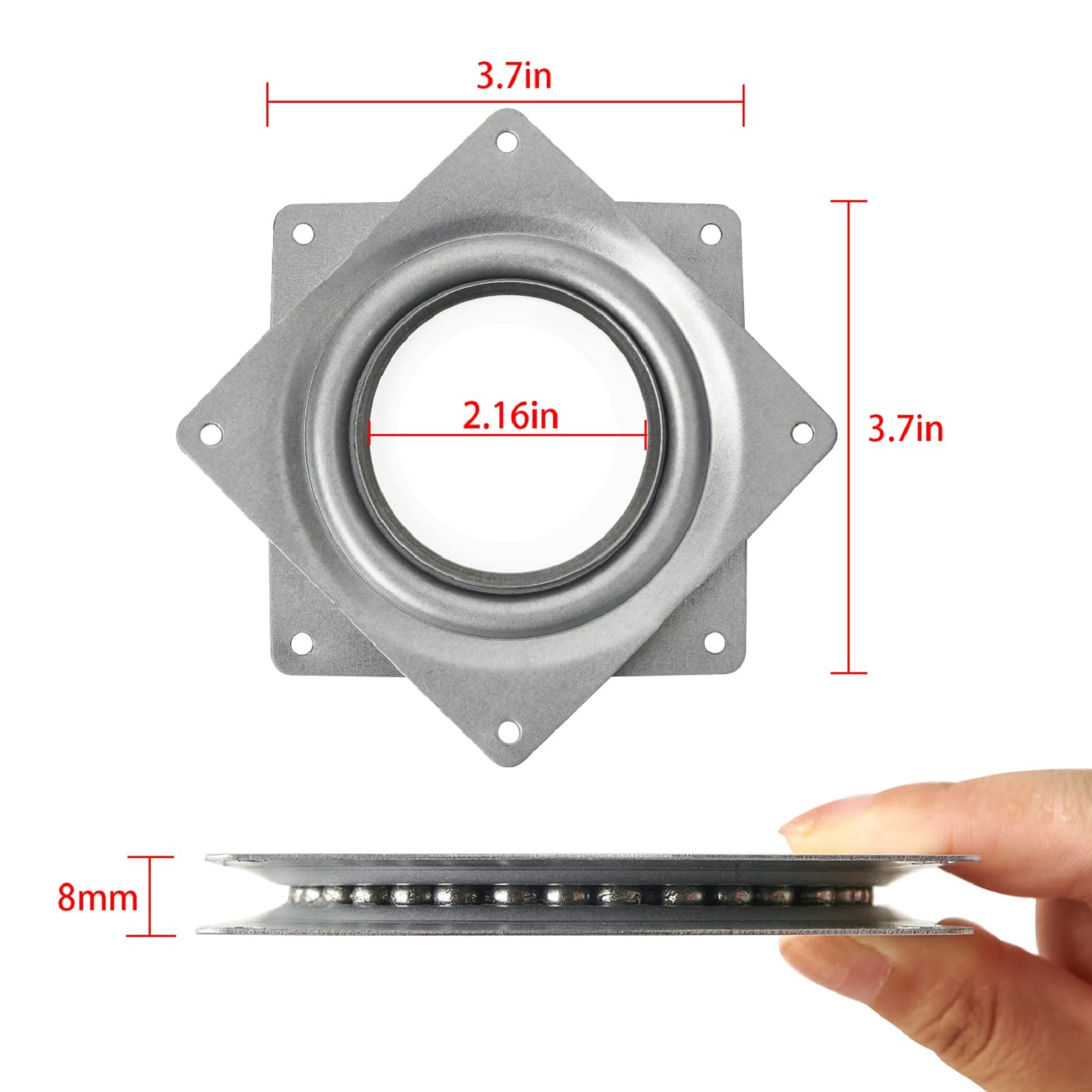 2 Pack 4'' Lazy Susan Turntable 300 Lbs Pounds Steel Ball Bearing Rotating Tray Strong Sturdy Table Cabinet Low Profile