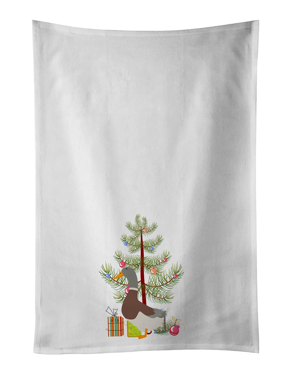 Saxony Sachsenente Duck Christmas White Kitchen Towel Set of 2