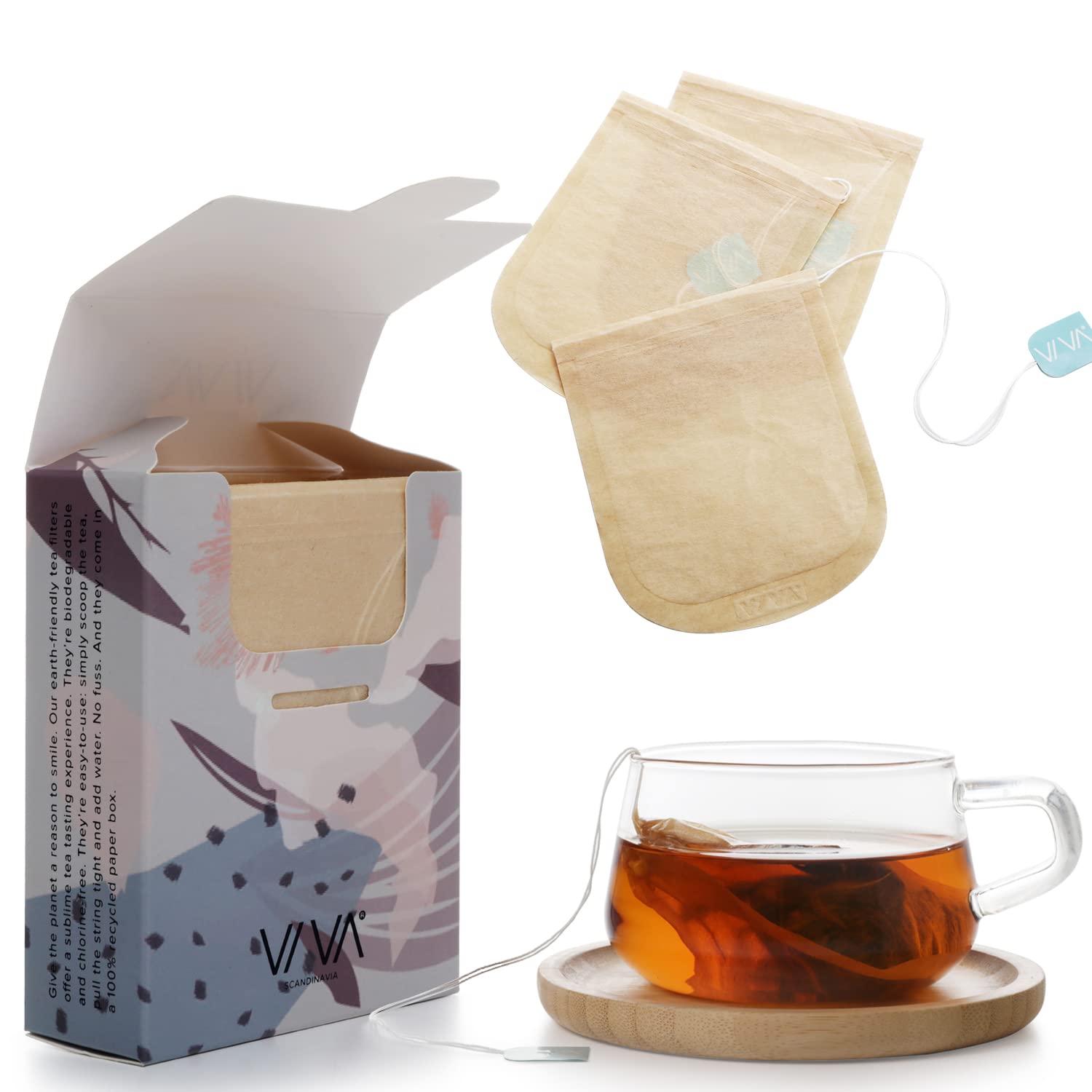Viva Large Tea Bags For Loose Leaf Tea, 50 Ct, Holds 6 Tbsp Of Coffee, Tea, Spices In Natural Unbleached Manila Hemp Empty Filte