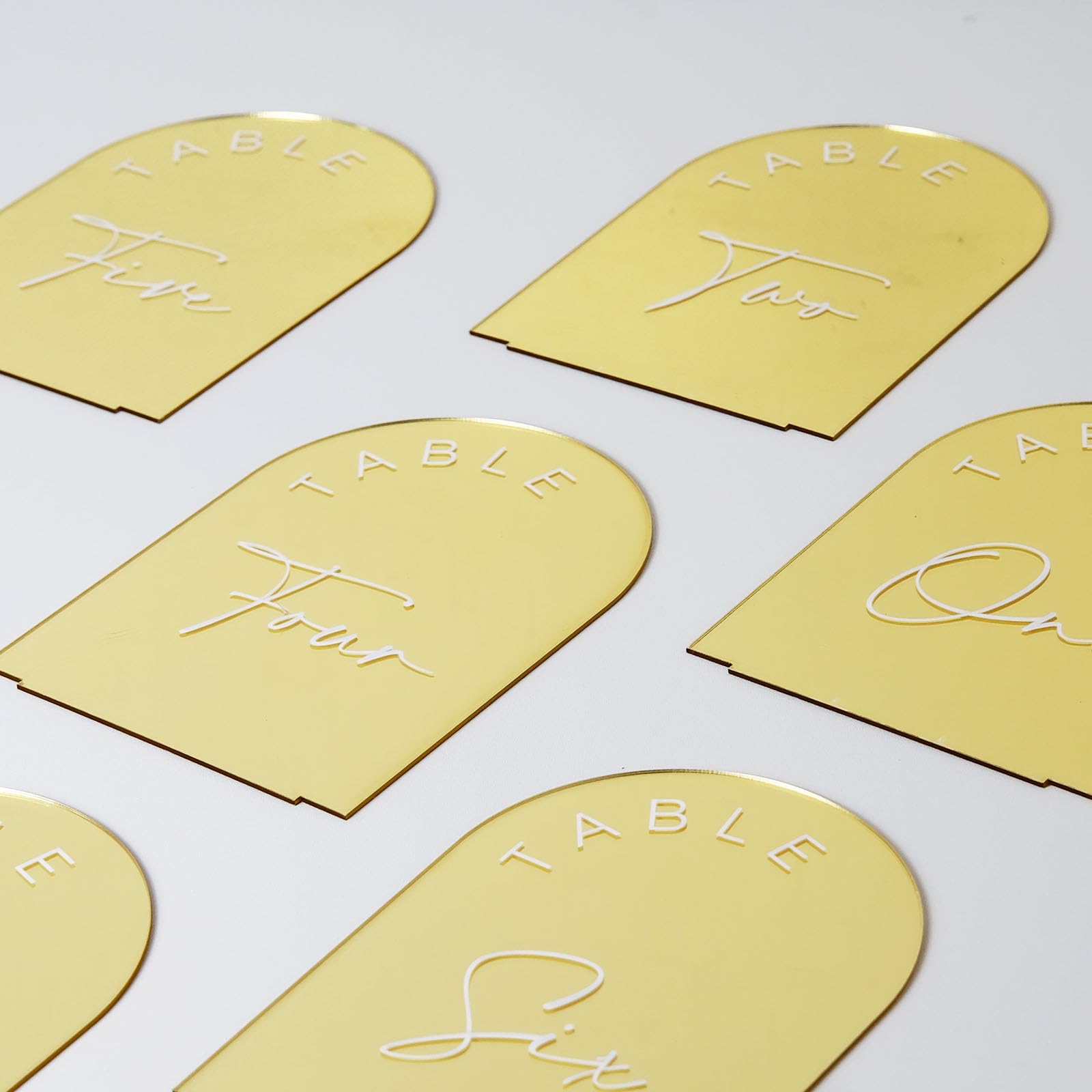 Gold Mirrored Arch Wedding Table Numbers 1-20 With Stands, 5X7 Inch Acrylic Arch Sign With Holder, Table Numbers 1-20, 5''X7'')