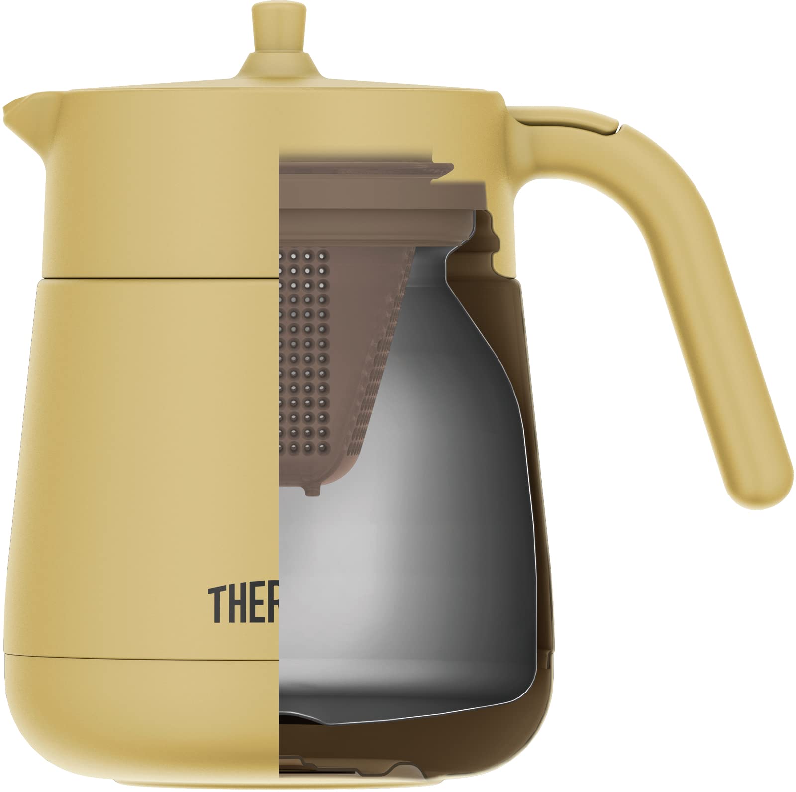 Thermos Vacuum Insulated Teapot With Strainer 23.7 Fl Oz (700 Ml), Beige, Tte-700 Be
