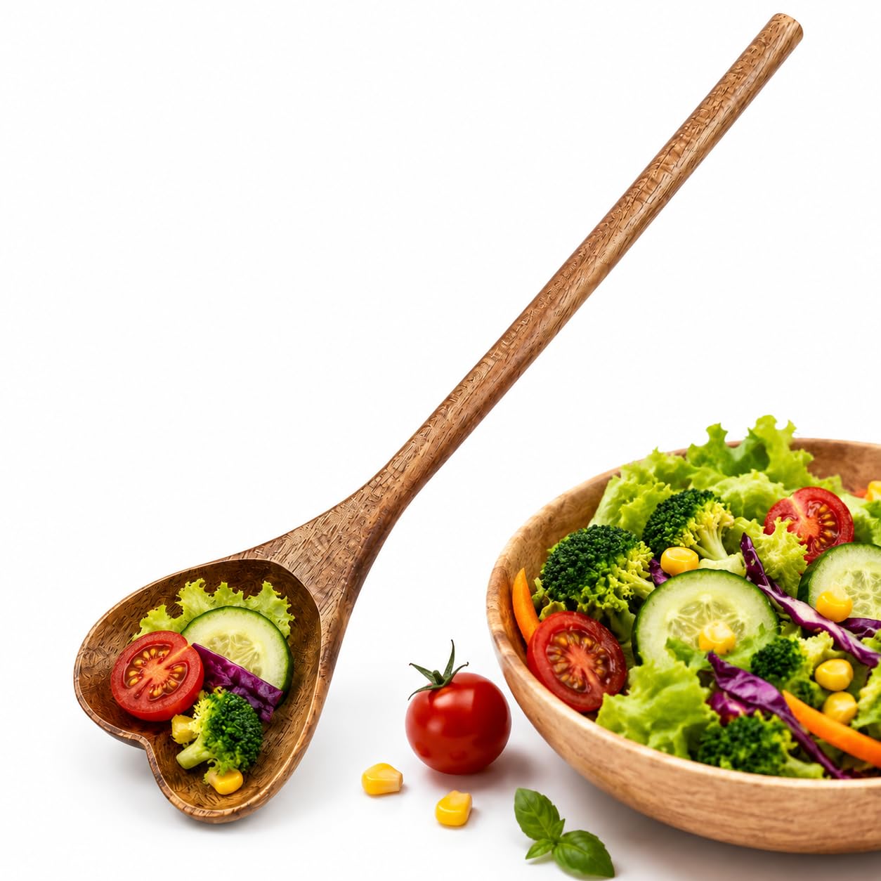 Heart Shaped Wooden Spoon 11.2 in Teak Cooking Utensil