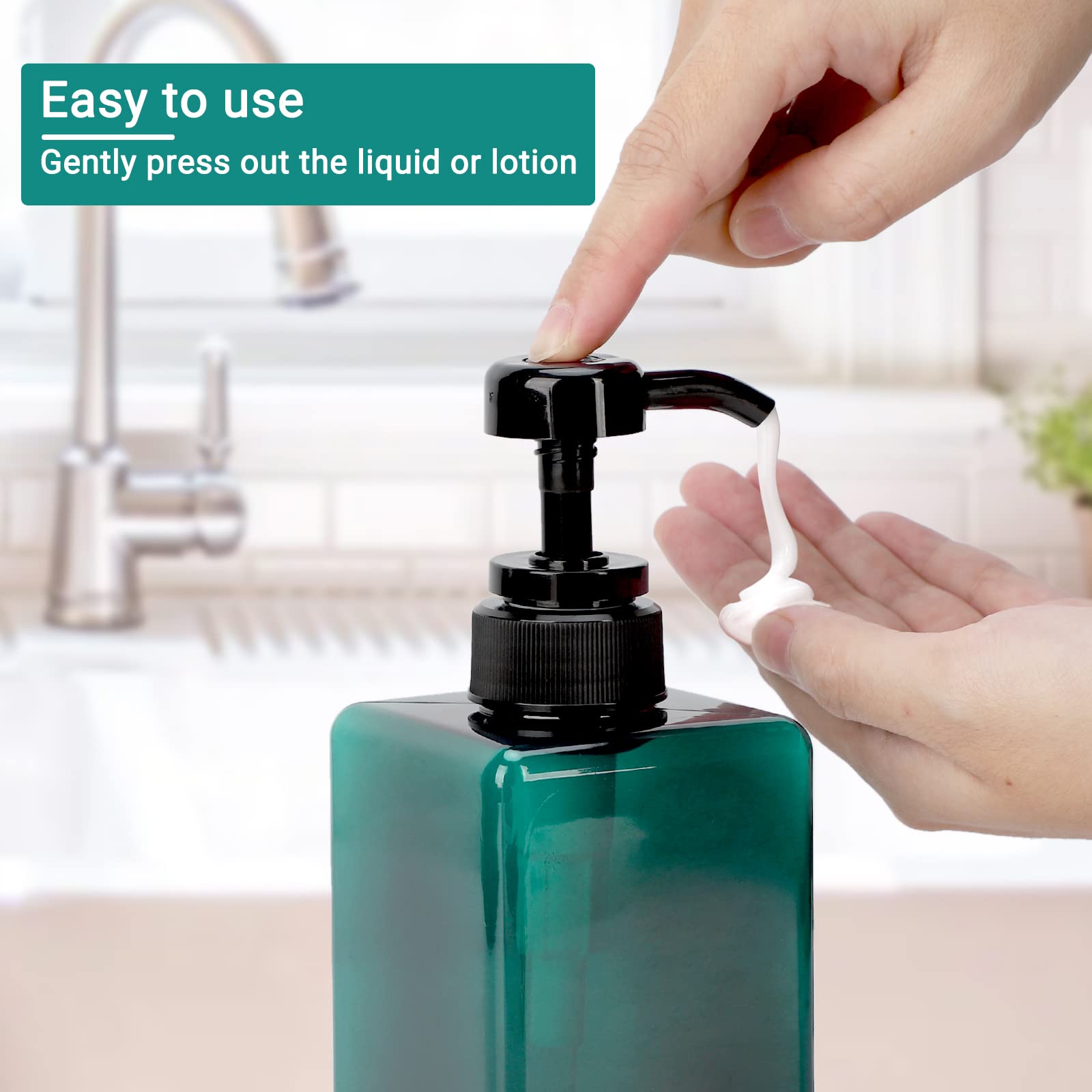 Suream 3Packs Empty Pump Shampoo Bottles, 15Oz/450Ml Refillable Conditioner Dispenser For Bathroom, Reusable Liquid Dispenser Bo