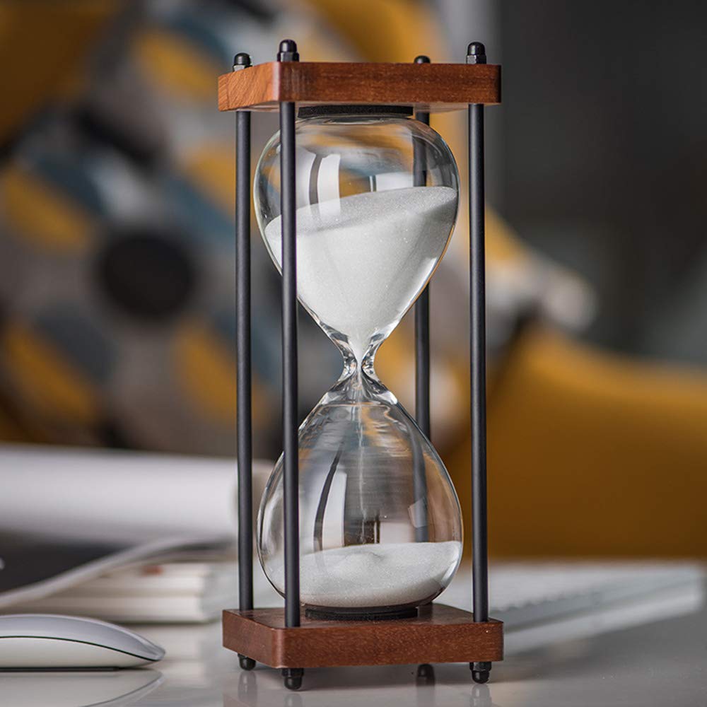Large Hourglass Timer 30 Minute, Decorative Wooden Sandglass, White