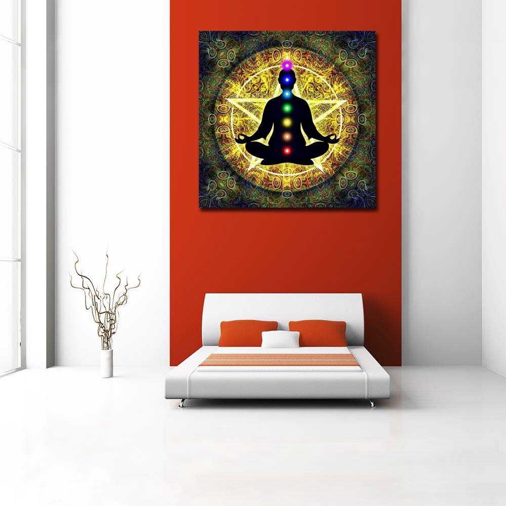 Pitaara Box Meditation D2 | Peel & Stick Vinyl Wall Sticker for Bedroom & Living Room | 32 x 32 inch (81 x 81 cms)