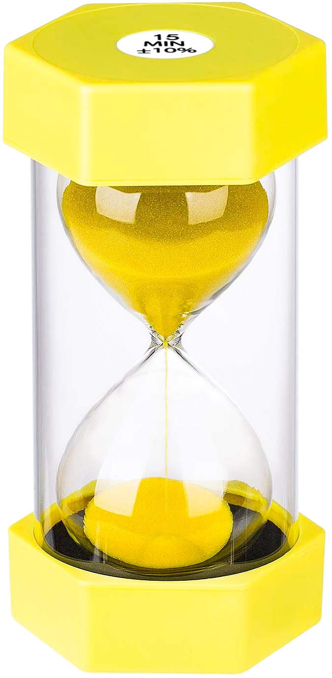 Hourglass Sand Timer 15 Minute: Colorful Sand Clock 5 Minute, Small Yellow Sand Watch 15 Min, Plastic Hour Glass Colorful Sandgl
