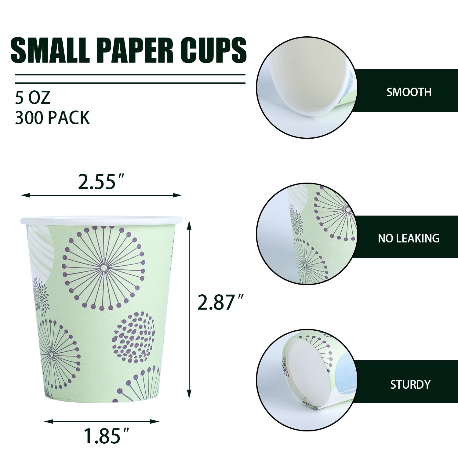 [300 Pack] 5 Oz Mini Paper Cups, Small Mouthwash Cups 5 Oz, Disposable Bathroom Cups, Paper Coffee Cups 5 Ounce For Bathroom, Su