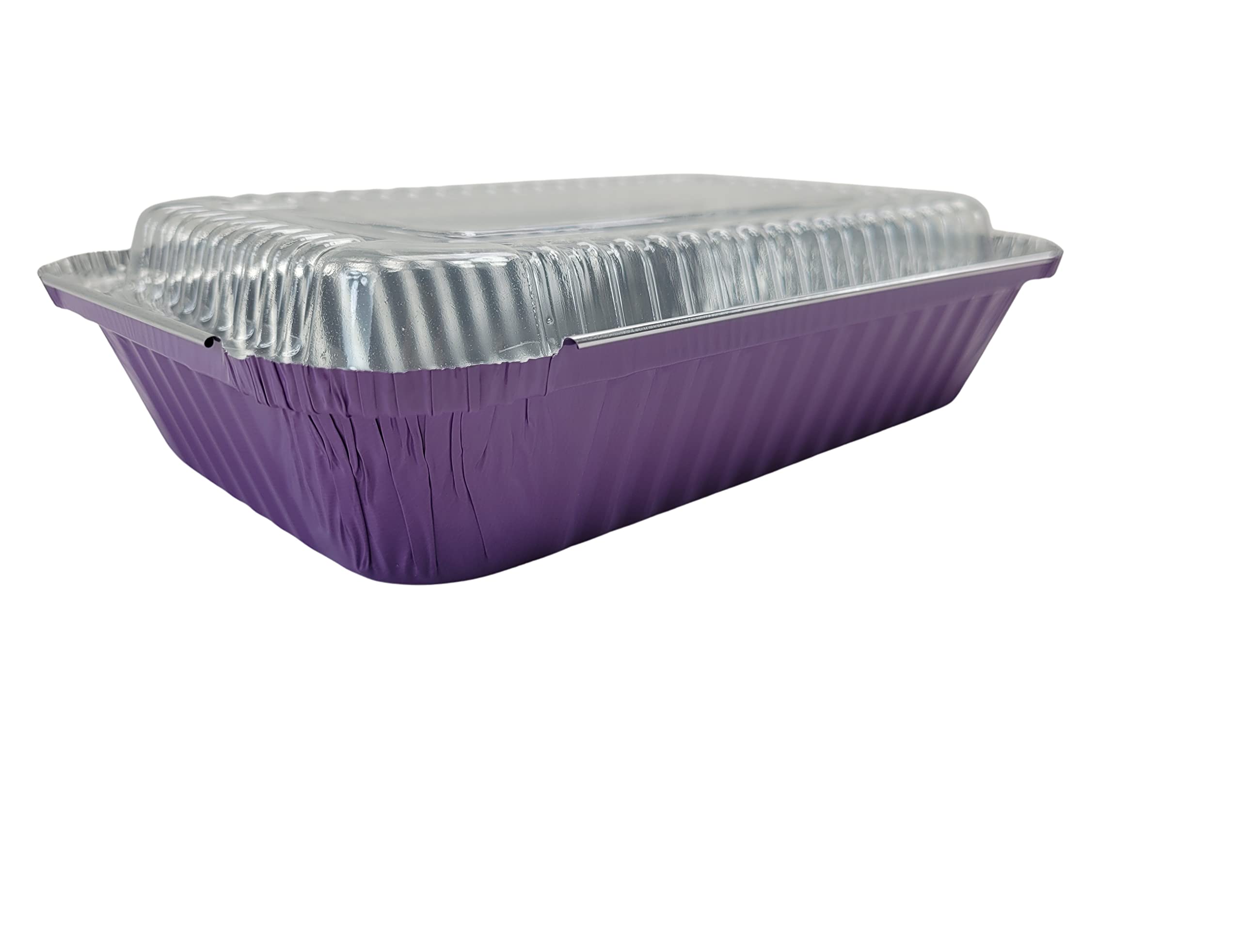 KitchenDance Colored 1.5 LB Shallow Foil Oblong Pan w/Plastic Lid  Aluminum Pans with Lids for Commercial and Home Kitchens  D