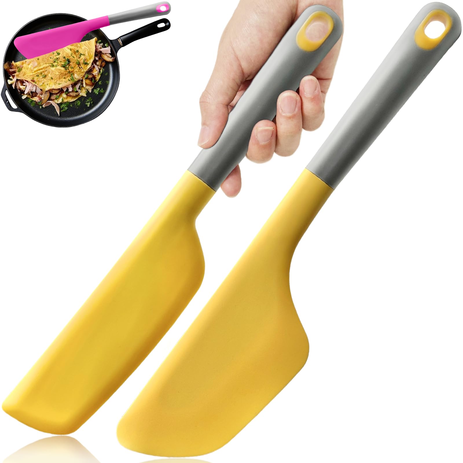 Bigwinyep Silicone Omelette Spatula Turner, Flip Fold Omelet Turner, 13Inch