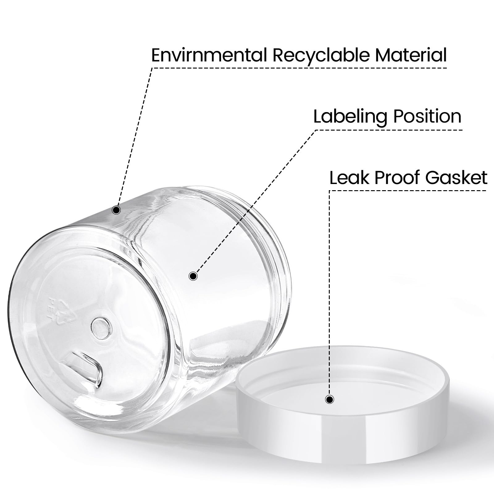 TUZAZO 24 Pack Empty Plastic Slime Containers with Lids and Labels - 12pcs 8 OZ and 12pcs 4 OZ Small Plastic Jars for Lotion  Cream  Ointments  Makeup  Glitters  Samples  Travel Storage