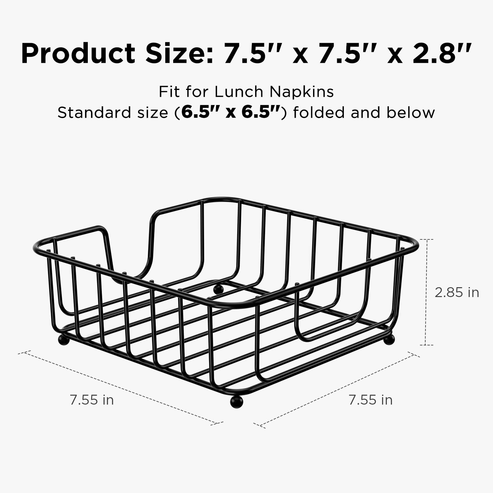 Gmfine Napkin Holder For Table, Napkin Holders For Paper Napkins, Flat Metal Black Napkin Holders For Kitchen & Dining Table, 6.