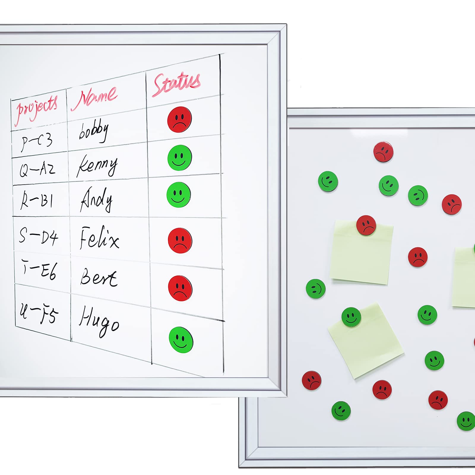 Kaarp Double Sided Smiley Face Magnets For Whiteboard, Red Magnets And Green Magnets In One (1 Inch) (Xl003)