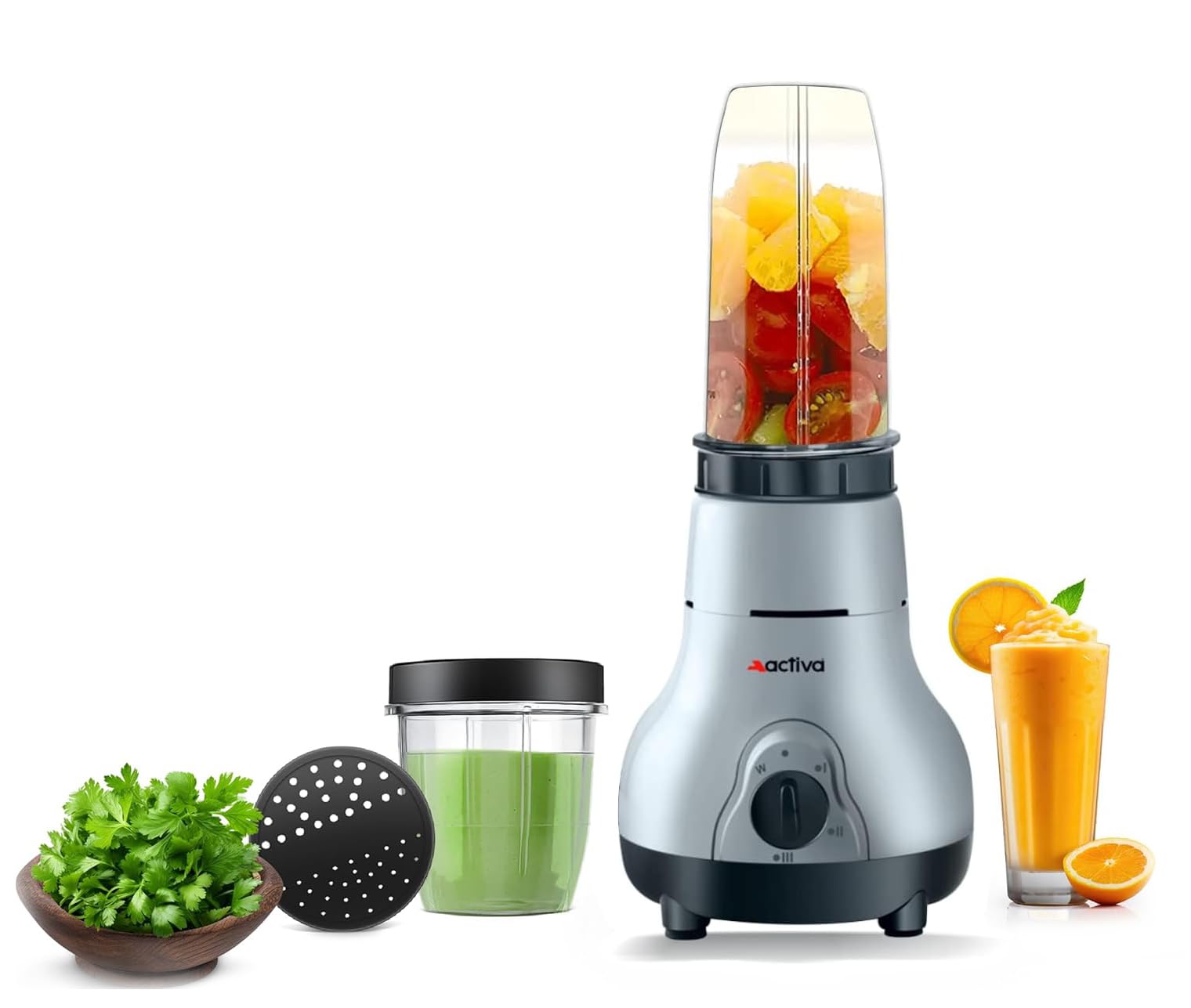 Activa Easy Mix Nutri Mixer Grinder 500W With 2 Jars For Smoothies, Chutney & Shakes, Shock Proof Abs Body, Nano Grinding Techno