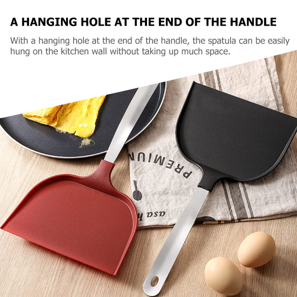 Hemoton Cooking Shovel Non Stick Frying Turner Steak Flipper Shovel Pancakes Shovel Fish Omelette Flipper For Home Kitchen Black