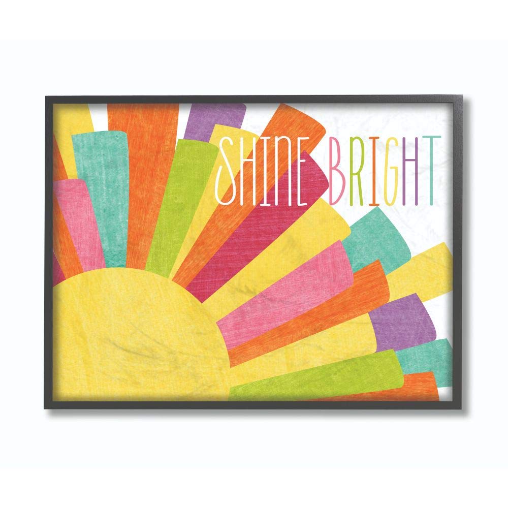 Stupell Industries Shine Bright Colorful Sun Illustration Black Framed Wall Art, 24 x 30, Design by Artist Alli Rogosich
