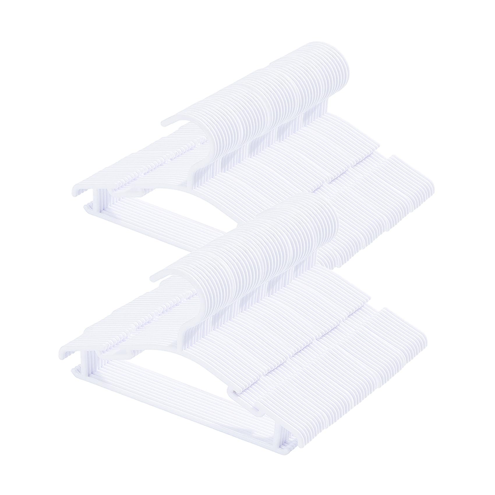 Viibase 100 Pack White Baby Nursery Closet Hangers, Non-Slip Laundry Infant Pant Hanger For Newborn Clothes Gift, Ultra-Thin Pla