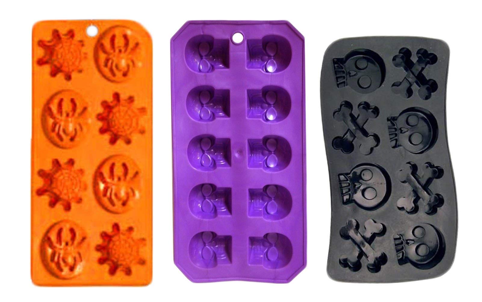 Set Of 3 Spooky Halloween Shaped Ice Cube Tray/Food Molds - Fun Scary Designs (3)