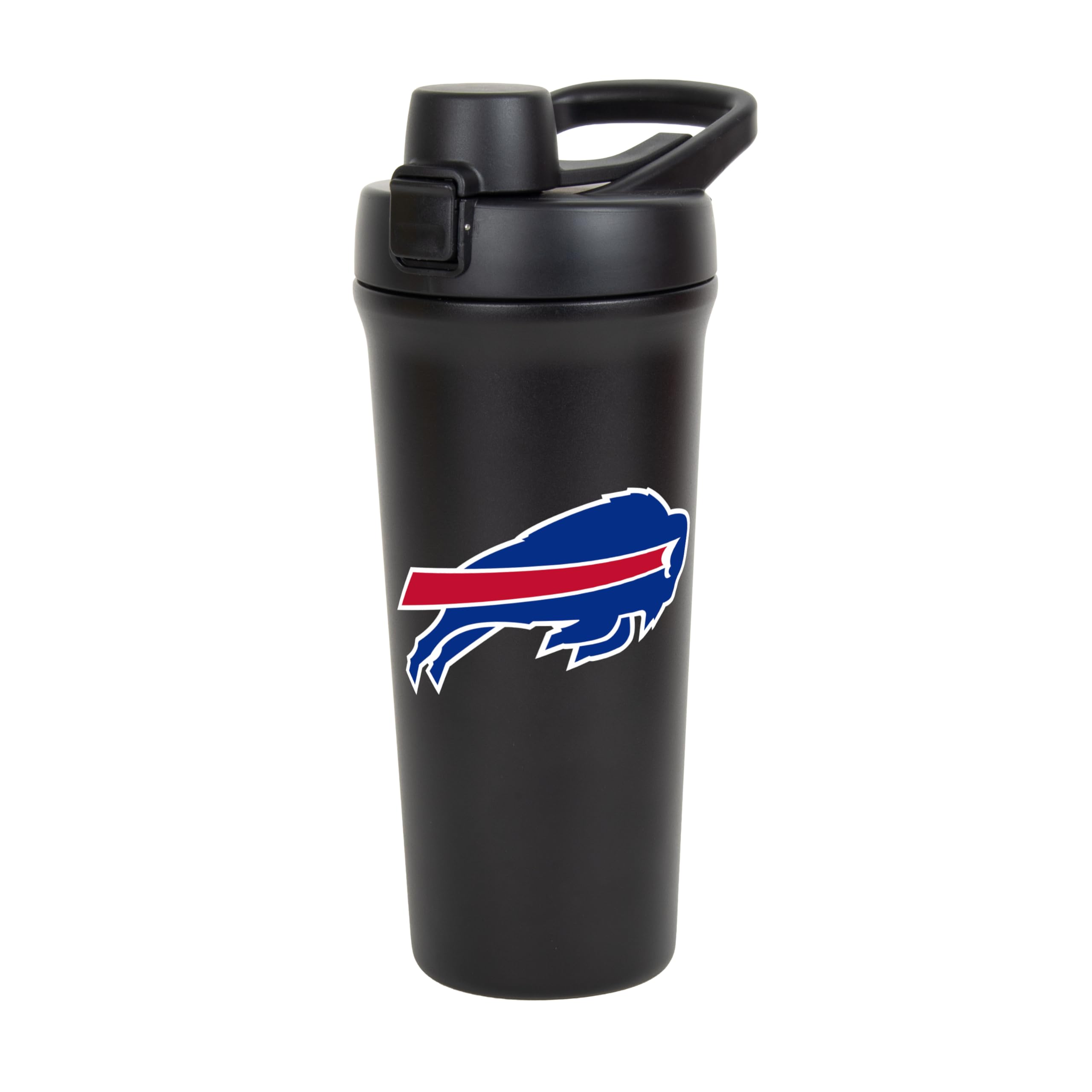 FANMATS NFL Buffalo Bills 26 oz Stainless Steel Shaker Bottle  LeakResistant FlipTop Lid | Sleek Team Design | BuiltIn Mixin