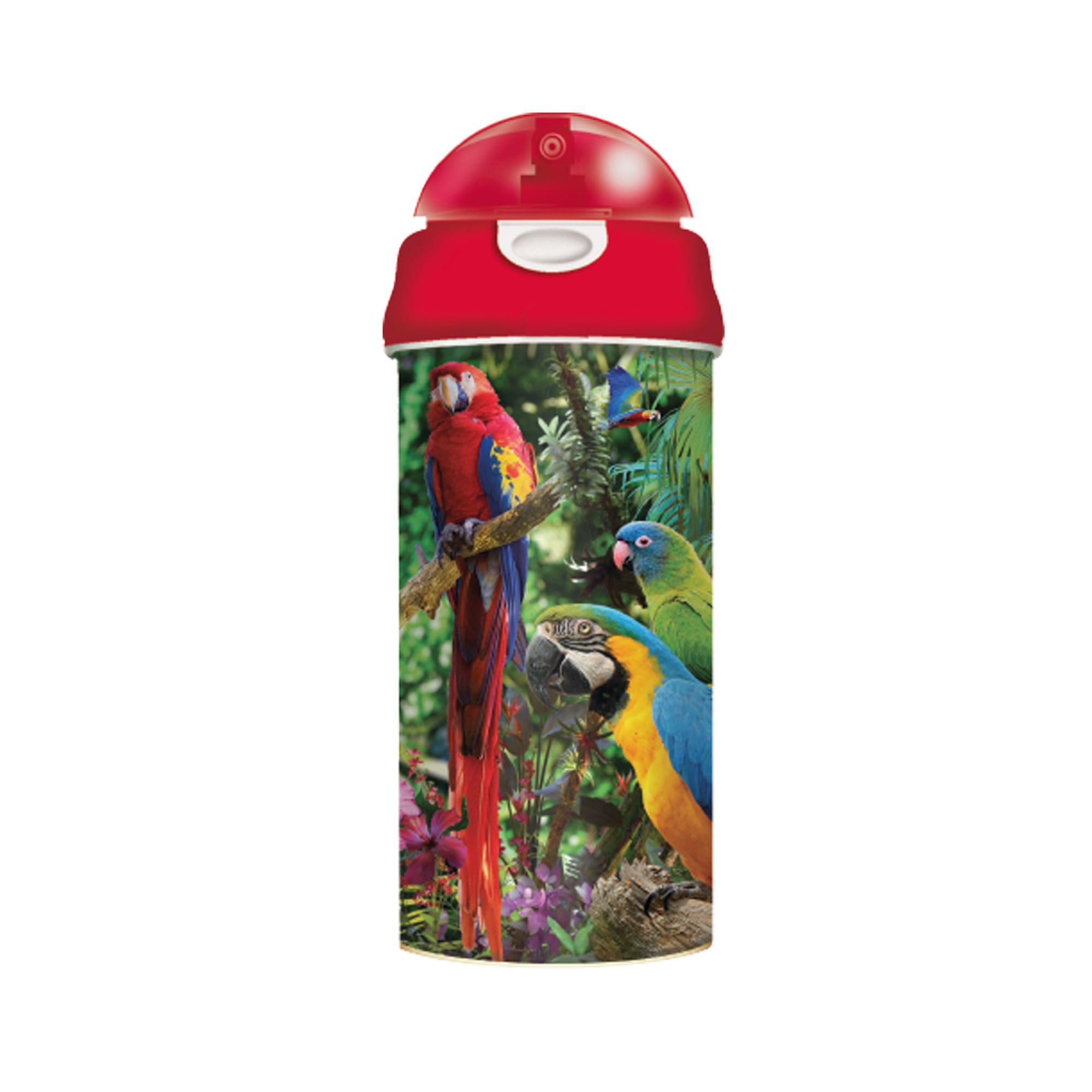 3D LiveLife Drinking Bottle  Parrot Pandemonia from Deluxebase. Parrot 20oz Tumbler with Lenticular 3D Image, BPA Free Reusable