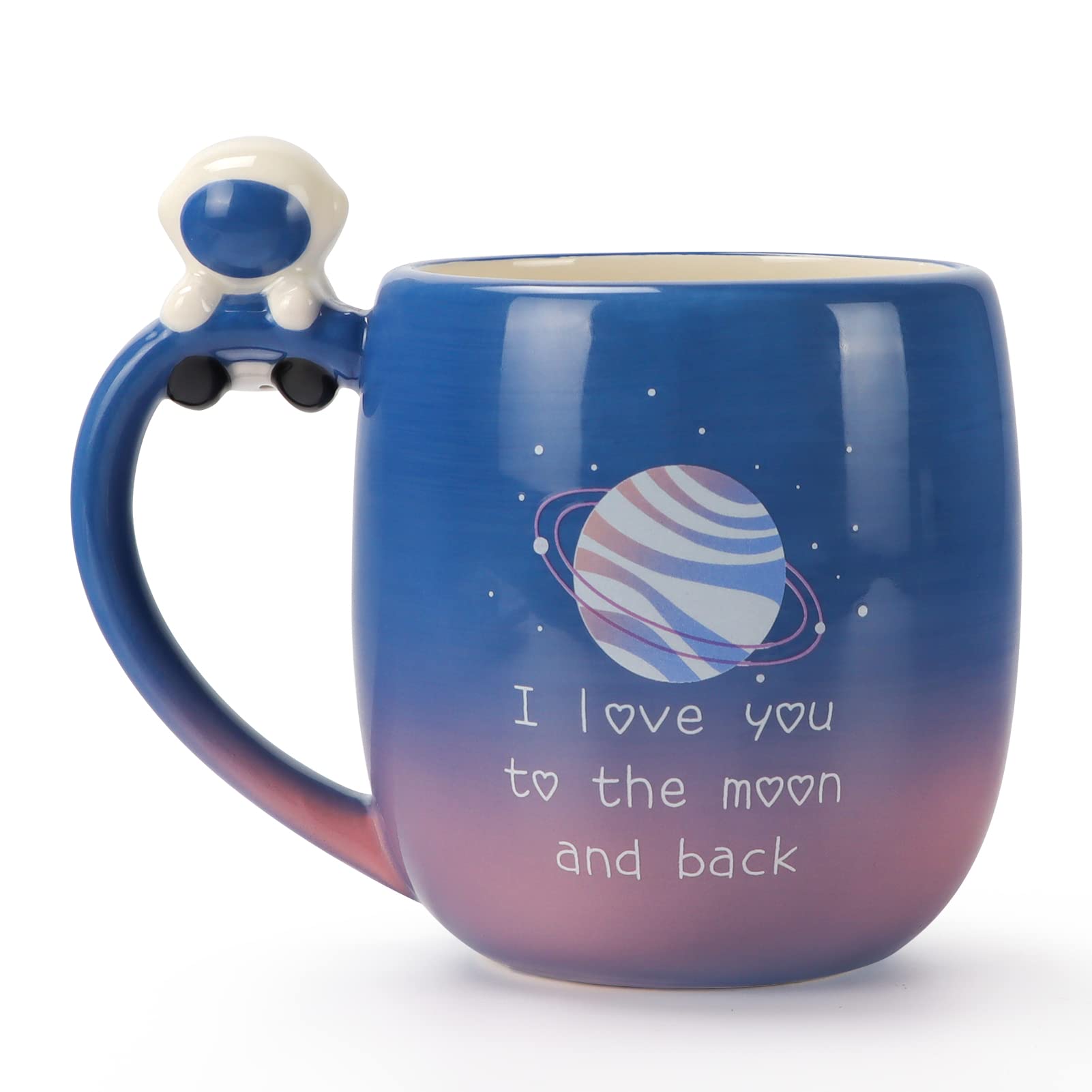 Lavezee I Love You to the Moon and Back Ceramic Mug with Handle, 16 Ounce Large Coffee Tea Cup Mugs Gift