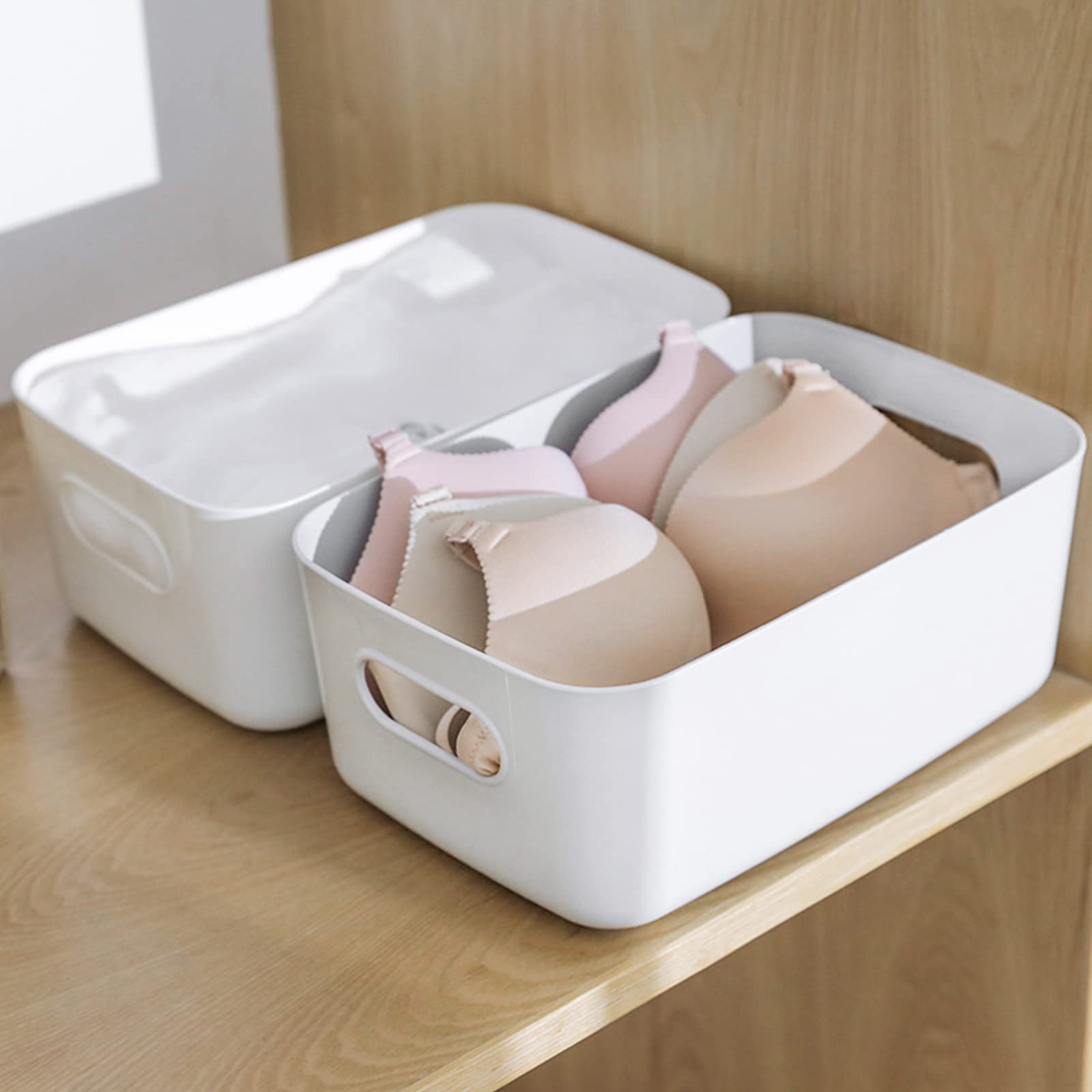 Feoowv Small Plastic Storage Baskets, 8 Pack, White, Portable, Stackable, Multipurpose, Bpa Free, Ideal For Pantry, Fridge, Clos