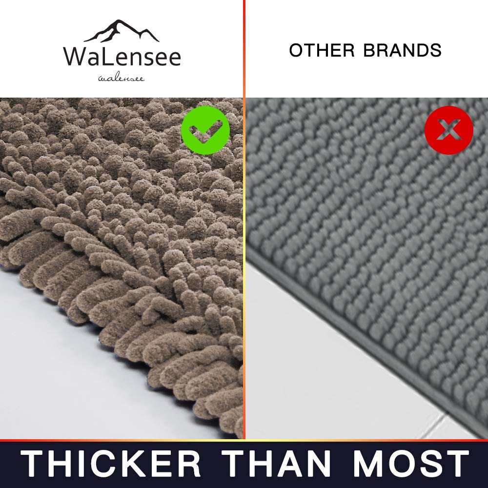 Walensee Bathroom Contour Rug Non Slip Toilet U Shaped Bath Mat (20X24, Taupe) Water Absorbent Super Soft Shaggy Chenille Machin