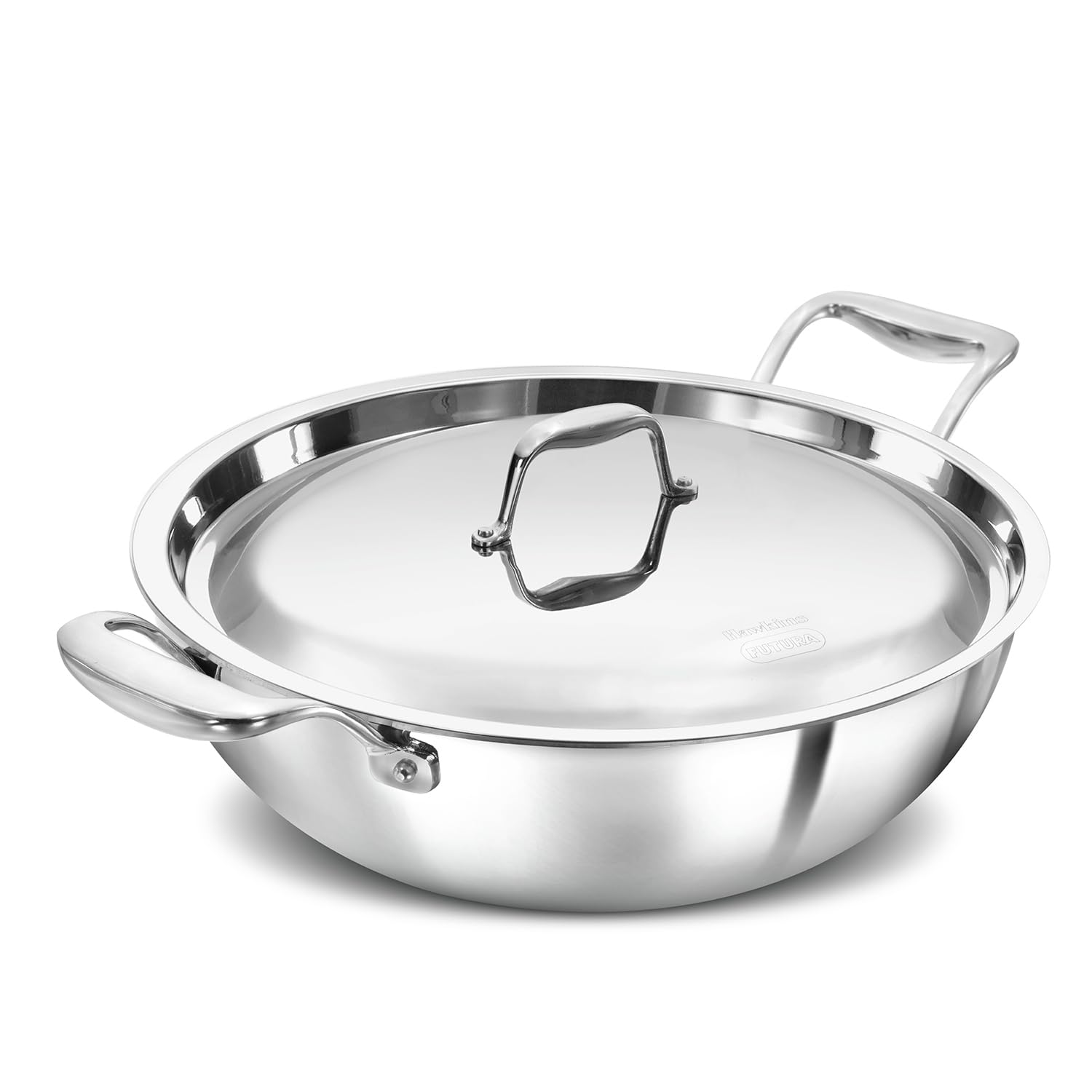 Hawkins Pro 5 Litre Deep-Fry Pan, Triply Stainless Steel Kadhai With Stainless Steel Handles And Stainless Steel Lid, Silver (Ps