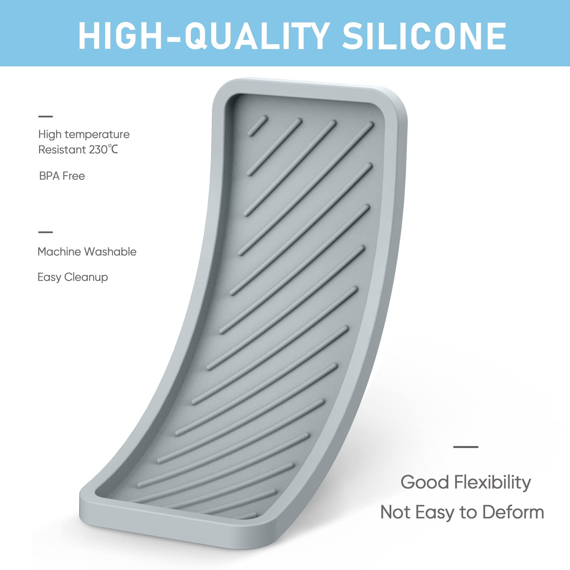 Silicone Sink Tray,Extra Large 12'' Sponge Holder For Kitchen Sink Eg-Sipro Kitchen Soap Tray Sink Caddy Bathroom Counter Organi