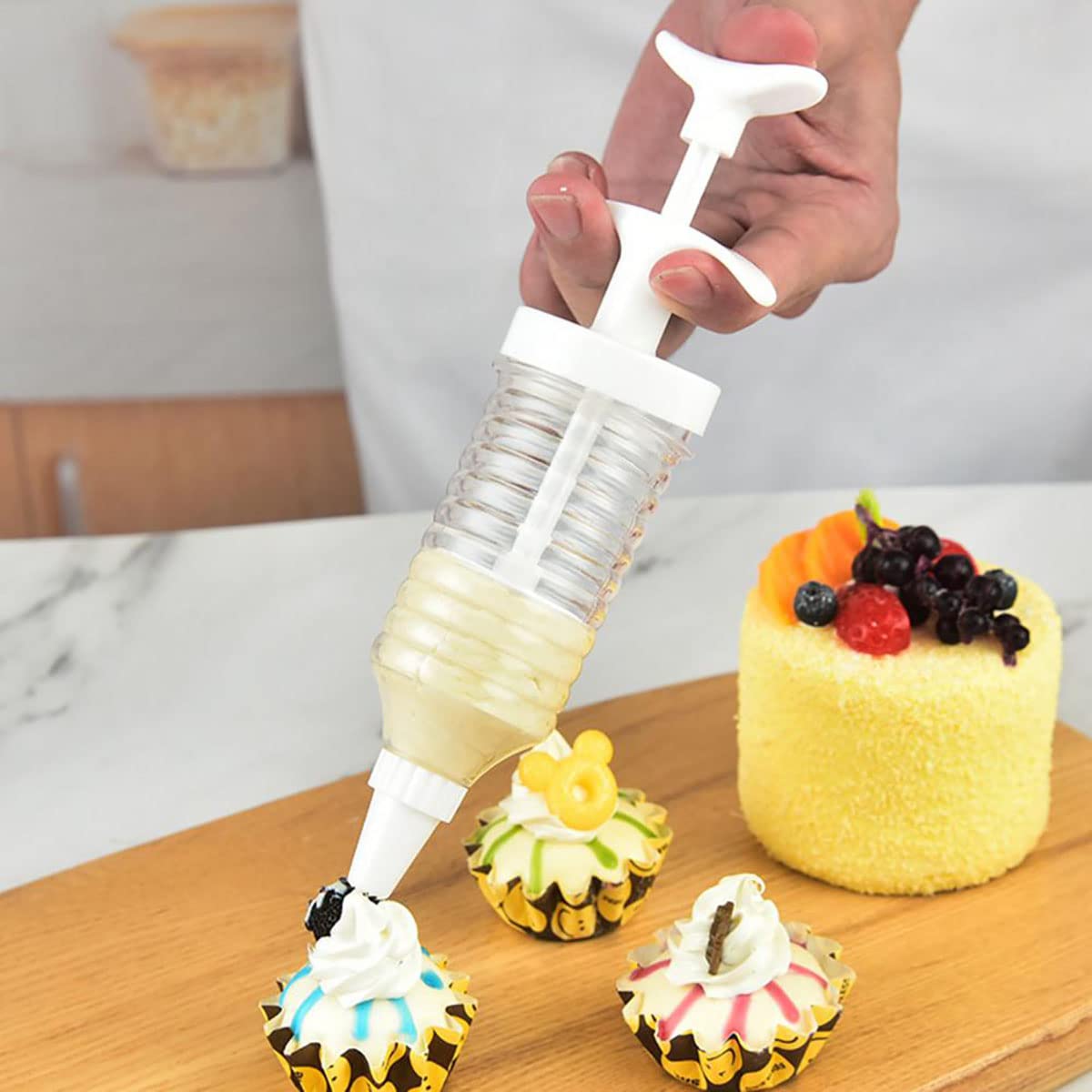 Haidong Cake Filling Syringe White Dessert Decoration Syringe Set Cupcake Syringe Set Cake Pen Dessert Decoration Syringe Barrel