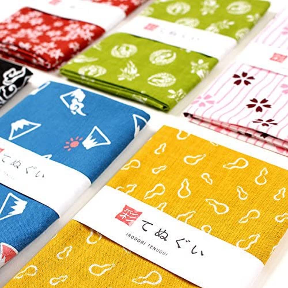 Komesichi Irodori Japanese Traditional Towel Tenugui 12.99 X 34.64 In With Tenugui Iroha (English Manual) (Maple)