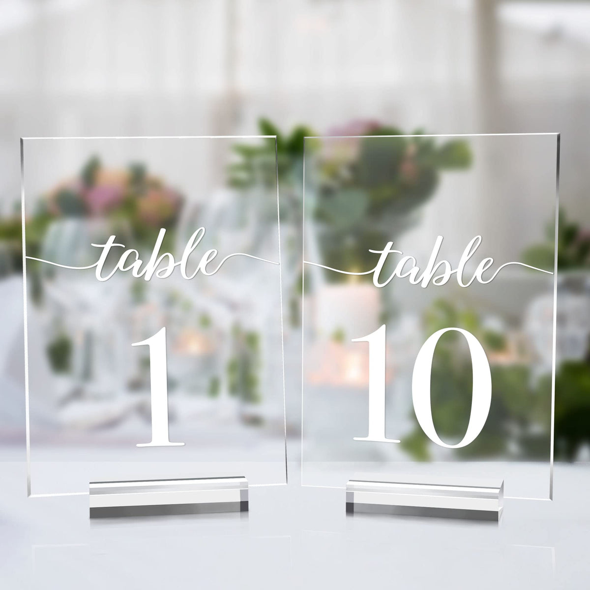 5X7 Inch Wedding Table Numbers 1-10 With Stands- Jinmury Clear Acrylic Table Numbers Printed Calligraphy Font, Acrylic Sign Wedd
