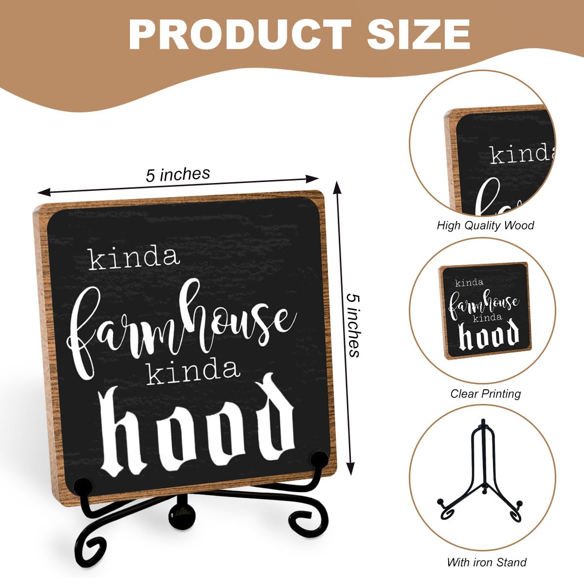 Home Decorative Sign, Farmhouse Plaque Wooden with Stand, Housewarming Gifts for Women Men, Table Desk Cubicles Accessories for