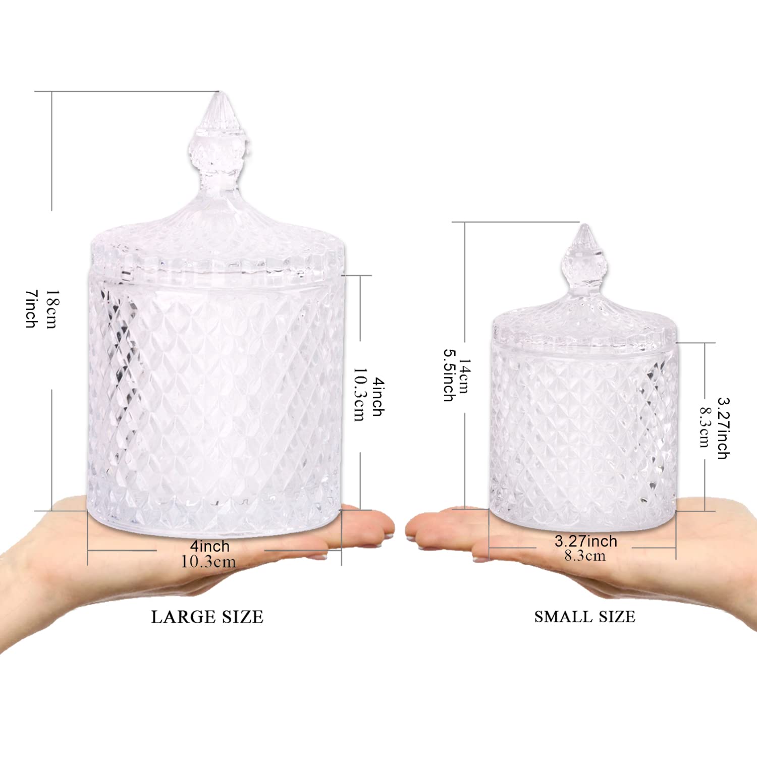 R Flory 10+24 Oz Glass Jars Set Of 2 Bathroom Canisters Storage Organizer Cute Qtip Holder Vanity Canister With Lid Cotton Swabs