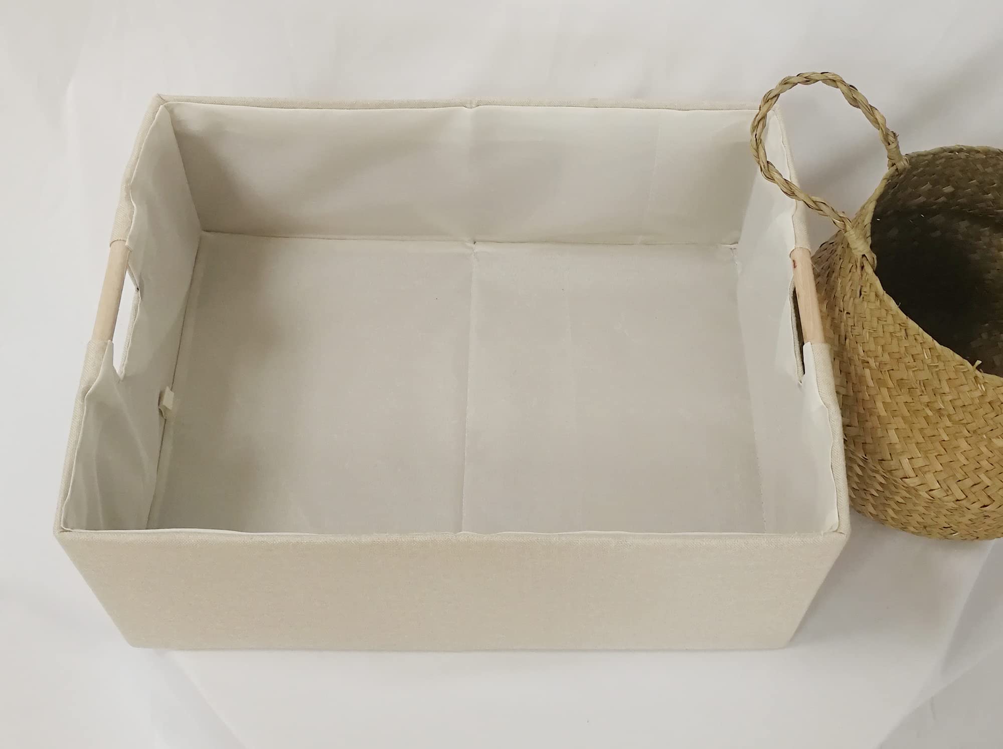 Fuuloxe Storage Bin For Shelves Rectangle Closet Baskets Foldable Box With Handles Gray Storage Bins Storage Boxes For Home Offi