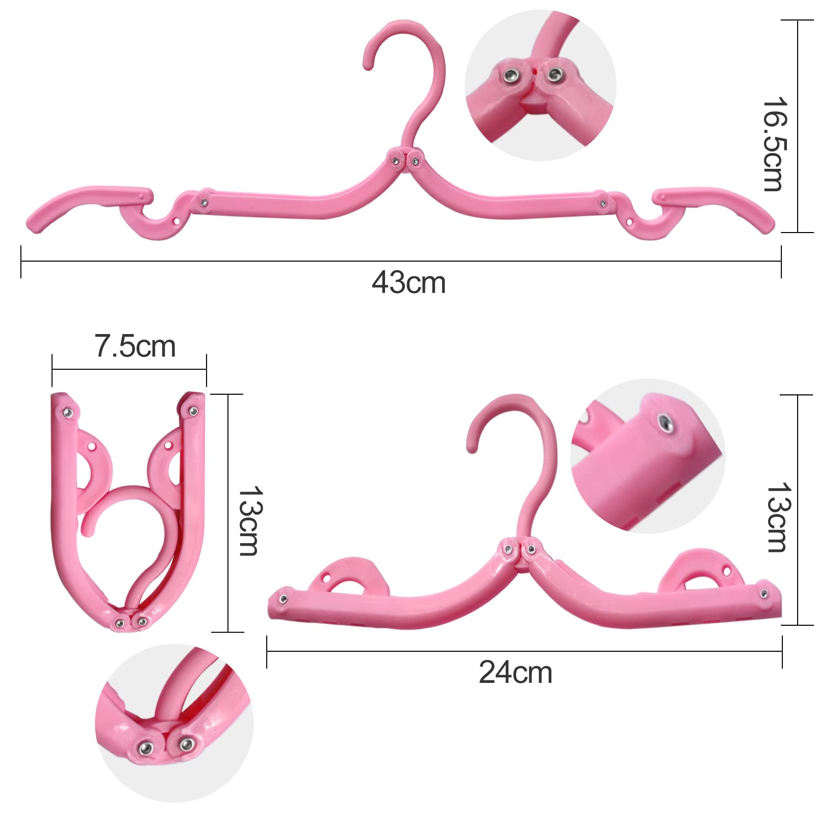 12 Pcs Travel Hangers,Portable Folding Clothes Hangers ,Clothes Drying Rack For Home And Travel (3 Color)