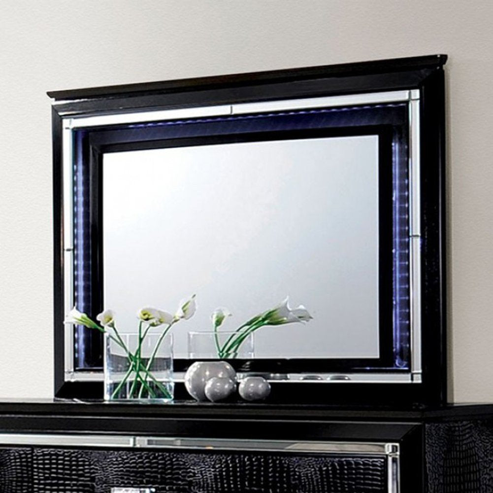 Benjara Benzara Wooden, Black Bellaova Contemporary Style Mirror,