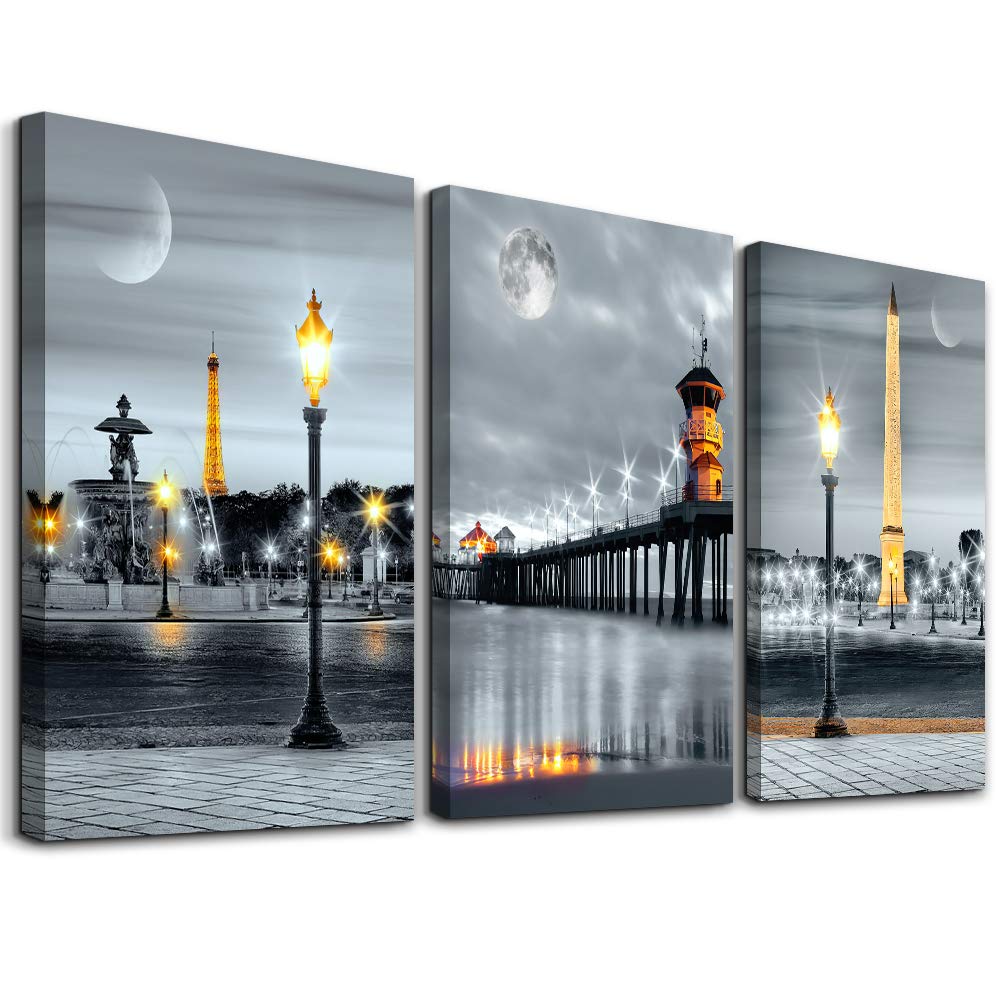 Mhartk66 Family Bedroom Wall Decor Canvas Wall Art For Living Room Modern Wall Decorations For Bathroom Night View Paintings Kit