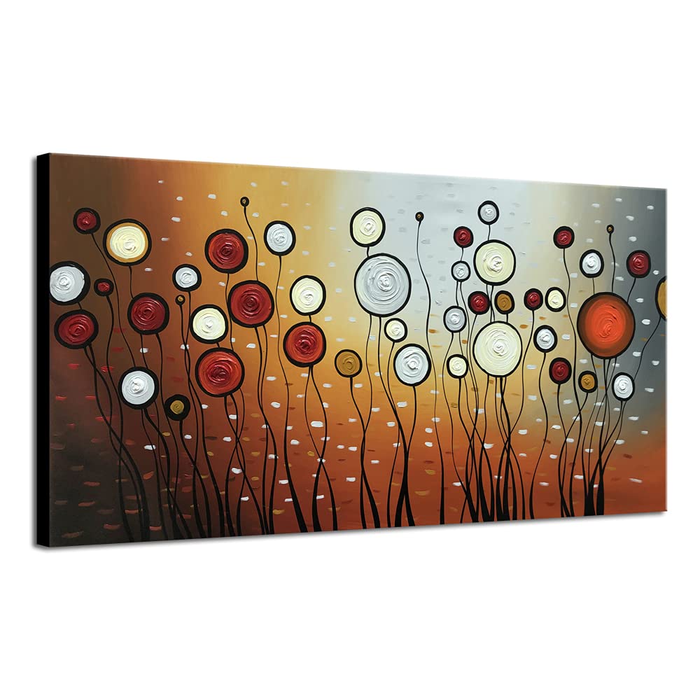 Wieco Art Extra Large Modern 100% Hand Painted Stretched And Framed Abstract Flowers Artwork Floral Oil Paintings On Canvas Wall
