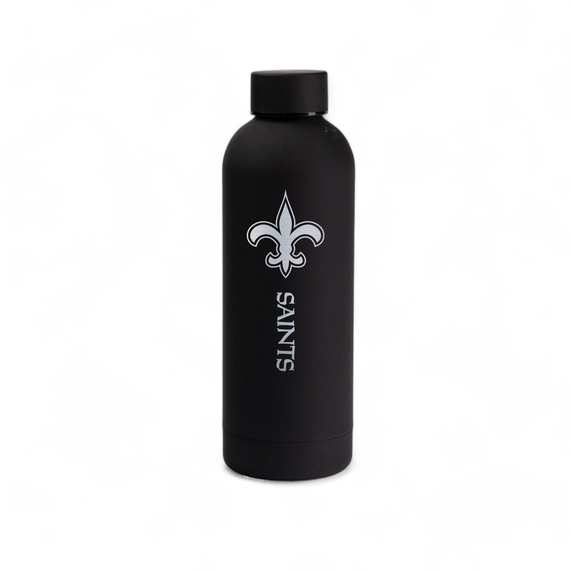 The Memory Company Officially Licensed 17oz Rubberized Water Bottle (Engraved), New Orleans Saints