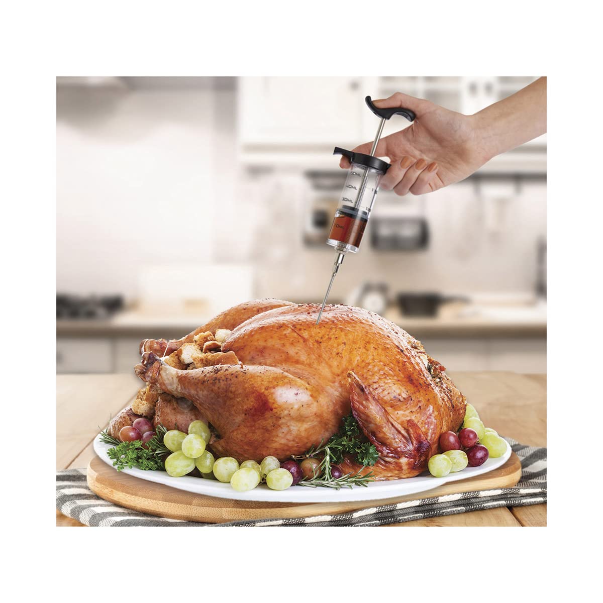 Hic Kitchen Roasting Meat Marinade Flavor Injector, 9-Inches X 3.25-Inches, 1.5-Ounce Capacity - Made With 18/8 Stainless Steel